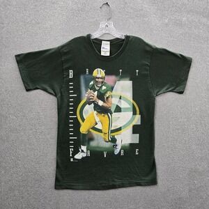 VINTAGE Green Bay Packers Men Shirt M Single Stitch Brett Favre 4 90s USA